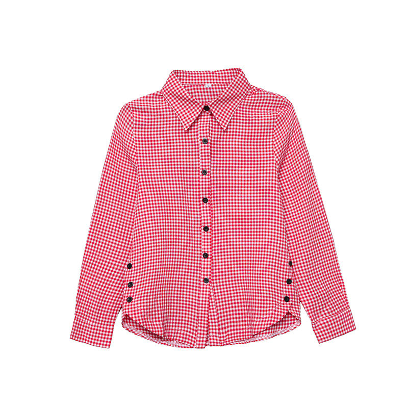 Naiste ruuduline puuvillased särgid Pluusid naistele vabaaja riided Allakraega pikkade varrukatega töösärk Naiste topid nööbiga pluus