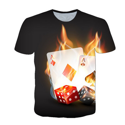 2021. Moda Hip Hop Igraće karte Uzorak Muška majica Ljetne ležerne Zanimljive poker grafičke majice O-izrez Majica s 3D printom