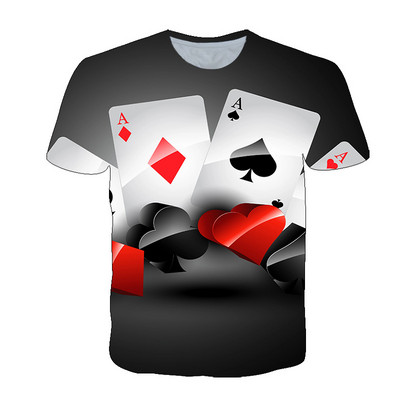 2021. Moda Hip Hop Igraće karte Uzorak Muška majica Ljetne ležerne Zanimljive poker grafičke majice O-izrez Majica s 3D printom