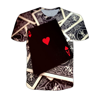 2021. Moda Hip Hop Igraće karte Uzorak Muška majica Ljetne ležerne Zanimljive poker grafičke majice O-izrez Majica s 3D printom