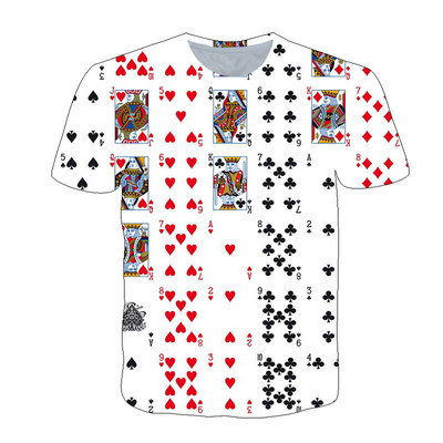 2021. Moda Hip Hop Igraće karte Uzorak Muška majica Ljetne ležerne Zanimljive poker grafičke majice O-izrez Majica s 3D printom