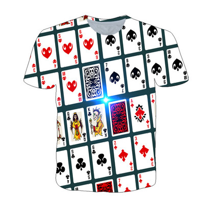 2021. Moda Hip Hop Igraće karte Uzorak Muška majica Ljetne ležerne Zanimljive poker grafičke majice O-izrez Majica s 3D printom