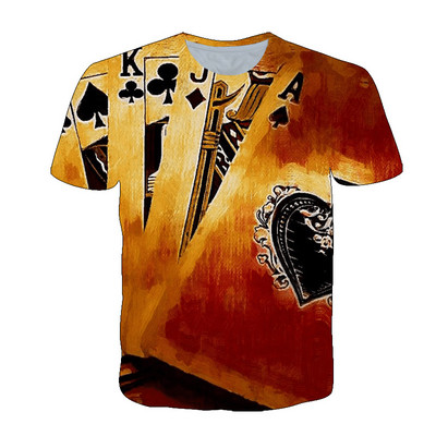 2021. Moda Hip Hop Igraće karte Uzorak Muška majica Ljetne ležerne Zanimljive poker grafičke majice O-izrez Majica s 3D printom