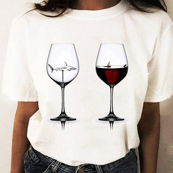 Coffee Wine Love Trend Graphic T Top Print T-shirts Μόδα Γυναικεία Πουκάμισο κινουμένων σχεδίων Κομψό κοντομάνικο κανονικό γυναικείο μπλουζάκι μπλουζάκι