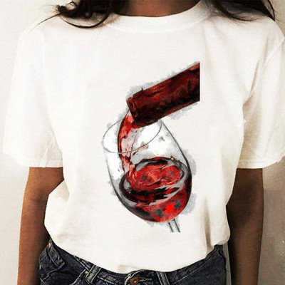 Coffee Wine Love Trend Graphic T top Print T-krekli Modes sieviešu karikatūras krekls Stilīgs īsām piedurknēm parasts sieviešu T-krekls