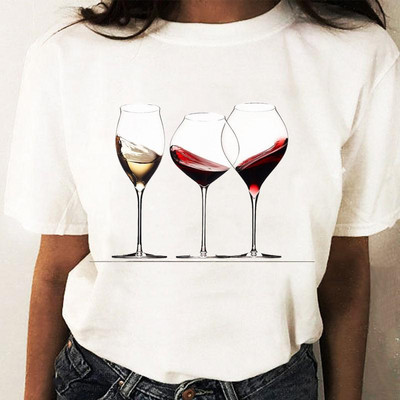 Coffee Wine Love Trend Graphic T top Print T-krekli Modes sieviešu karikatūras krekls Stilīgs īsām piedurknēm parasts sieviešu T-krekls
