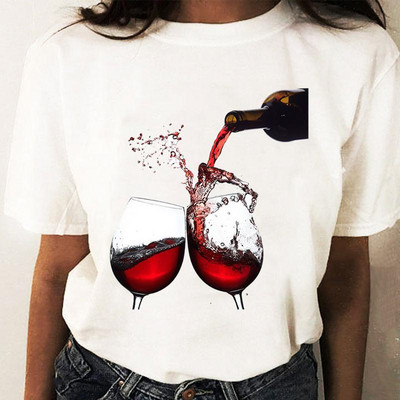 Coffee Wine Love Trend Graphic T top Print T-krekli Modes sieviešu karikatūras krekls Stilīgs īsām piedurknēm parasts sieviešu T-krekls