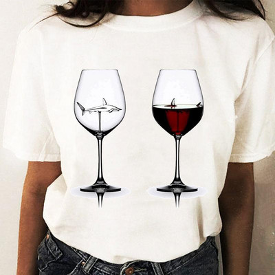 Coffee Wine Love Trend Graphic T top Print T-krekli Modes sieviešu karikatūras krekls Stilīgs īsām piedurknēm parasts sieviešu T-krekls