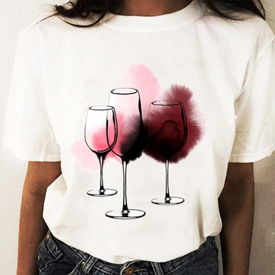 Coffee Wine Love Trend Graphic T top Print T-krekli Modes sieviešu karikatūras krekls Stilīgs īsām piedurknēm parasts sieviešu T-krekls