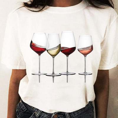 Coffee Wine Love Trend Graphic T top Print T-krekli Modes sieviešu karikatūras krekls Stilīgs īsām piedurknēm parasts sieviešu T-krekls