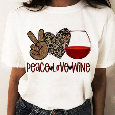 Coffee Wine Love Trend Graphic T top Print T-krekli Modes sieviešu karikatūras krekls Stilīgs īsām piedurknēm parasts sieviešu T-krekls