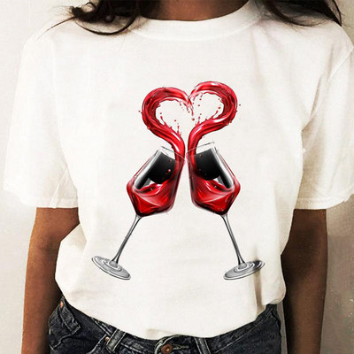 Coffee Wine Love Trend Graphic T top Print T-krekli Modes sieviešu karikatūras krekls Stilīgs īsām piedurknēm parasts sieviešu T-krekls