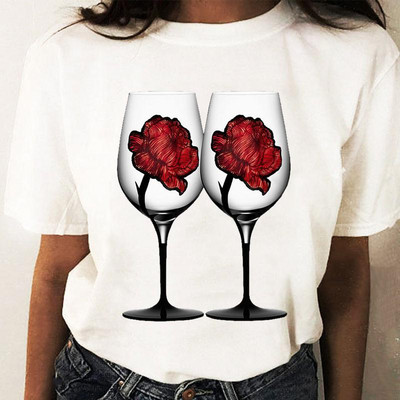 Coffee Wine Love Trend Graphic T top Print T-krekli Modes sieviešu karikatūras krekls Stilīgs īsām piedurknēm parasts sieviešu T-krekls