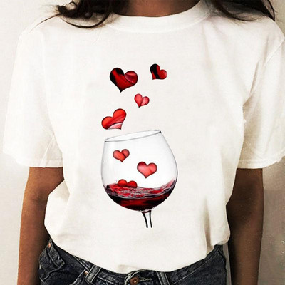 Coffee Wine Love Trend Graphic T top Print T-krekli Modes sieviešu karikatūras krekls Stilīgs īsām piedurknēm parasts sieviešu T-krekls