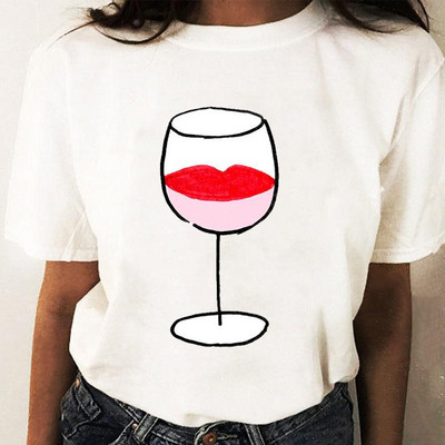 Coffee Wine Love Trend Graphic T top Print T-krekli Modes sieviešu karikatūras krekls Stilīgs īsām piedurknēm parasts sieviešu T-krekls