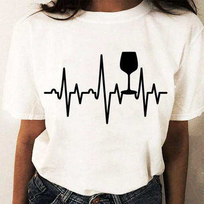 Coffee Wine Love Trend Graphic T top Print T-krekli Modes sieviešu karikatūras krekls Stilīgs īsām piedurknēm parasts sieviešu T-krekls