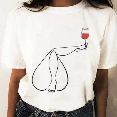 Coffee Wine Love Trend Graphic T top Print T-krekli Modes sieviešu karikatūras krekls Stilīgs īsām piedurknēm parasts sieviešu T-krekls