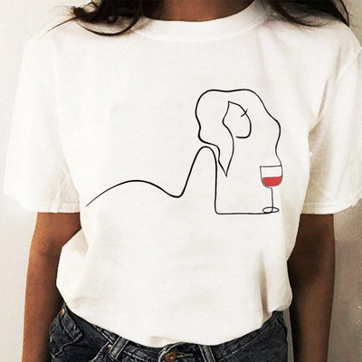 Coffee Wine Love Trend Graphic T top Print T-krekli Modes sieviešu karikatūras krekls Stilīgs īsām piedurknēm parasts sieviešu T-krekls