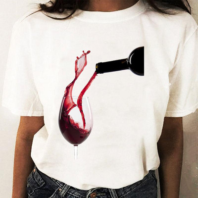 Coffee Wine Love Trend Graphic T top Print T-krekli Modes sieviešu karikatūras krekls Stilīgs īsām piedurknēm parasts sieviešu T-krekls