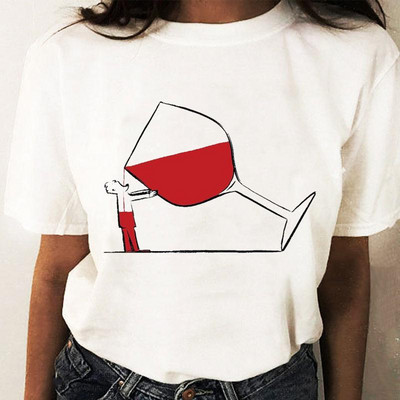 Coffee Wine Love Trend Graphic T top Print T-krekli Modes sieviešu karikatūras krekls Stilīgs īsām piedurknēm parasts sieviešu T-krekls