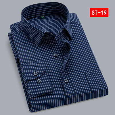 Quality Plus Size S έως 8xl Επίσημο Ανδρικό Πουκάμισο Ριγέ μακρυμάνικο, μη σιδερένιο πουκάμισο φόρεμα με λεπτή εφαρμογή Twill Social ανδρικά ρούχα