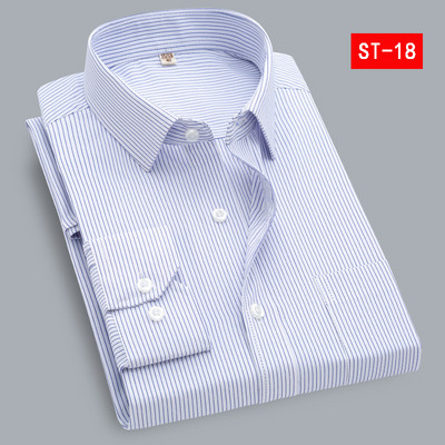 Quality Plus Size S έως 8xl Επίσημο Ανδρικό Πουκάμισο Ριγέ μακρυμάνικο, μη σιδερένιο πουκάμισο φόρεμα με λεπτή εφαρμογή Twill Social ανδρικά ρούχα