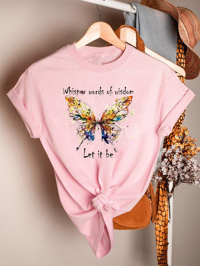 Butterfly Cartoon Sweet 90ndate trükitud lühikeste varrukatega rõivad vabaaja särgid naiste suve T-mood Naiste riided Graafilised T-särgid