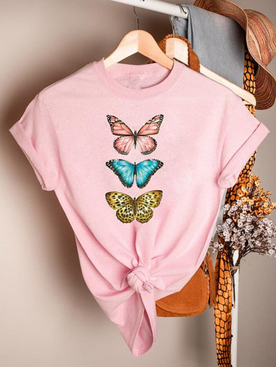 Butterfly Cartoon Sweet 90ndate trükitud lühikeste varrukatega rõivad vabaaja särgid naiste suve T-mood Naiste riided Graafilised T-särgid