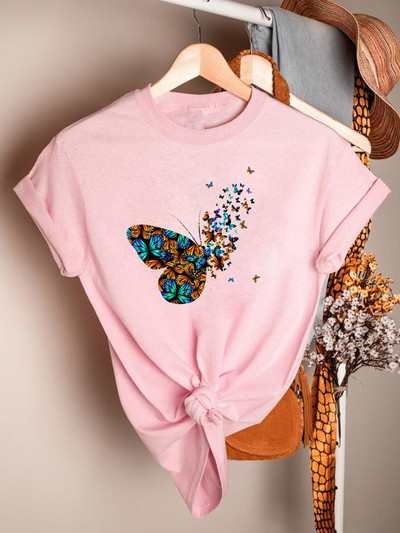 Butterfly Cartoon Sweet 90ndate trükitud lühikeste varrukatega rõivad vabaaja särgid naiste suve T-mood Naiste riided Graafilised T-särgid