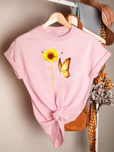 Butterfly Cartoon Sweet 90ndate trükitud lühikeste varrukatega rõivad vabaaja särgid naiste suve T-mood Naiste riided Graafilised T-särgid