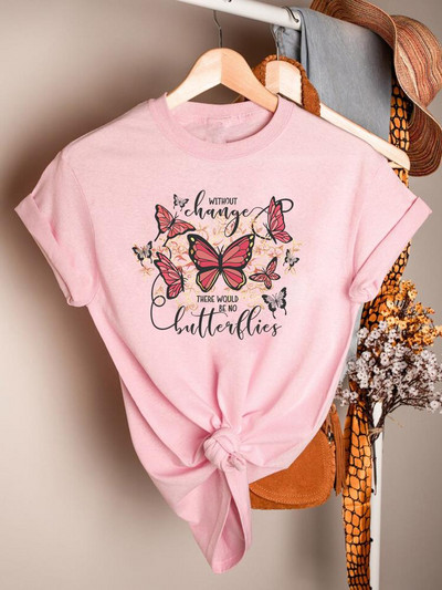 Butterfly Cartoon Sweet 90ndate trükitud lühikeste varrukatega rõivad vabaaja särgid naiste suve T-mood Naiste riided Graafilised T-särgid