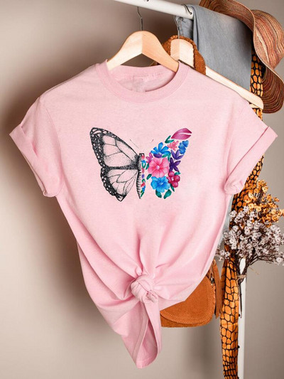 Butterfly Cartoon Sweet 90ndate trükitud lühikeste varrukatega rõivad vabaaja särgid naiste suve T-mood Naiste riided Graafilised T-särgid
