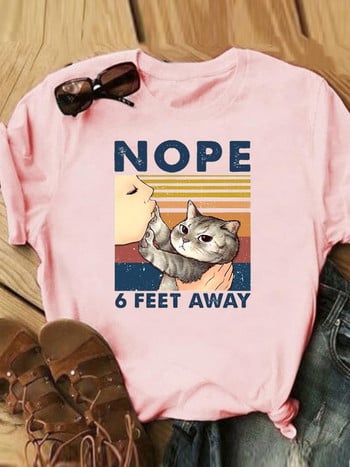 Γράμμα Cat Lovely Style Trend Casual Tee Γυναικεία Καλοκαιρινή Μόδα Κοντό μανίκι εμπριμέ Γυναικεία ρούχα Γραφικά μπλουζάκια