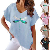 Γυναικείο κοντομάνικο Animal print V λαιμόκοψη χαλαρό μπλουζάκι χαριτωμένο γραφείο Γυναικεία προστατευτικά μπλουζάκια και πουκάμισα για γυναίκες