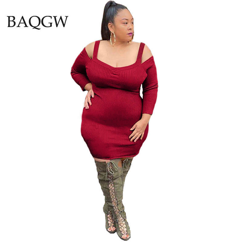 Sügisene seksikas õlgadeta peokleit naiste mood, vabaaja ja õhuke minikleit 2021. aasta elegantne daamilik kootud kleit, suur suurus 5XL