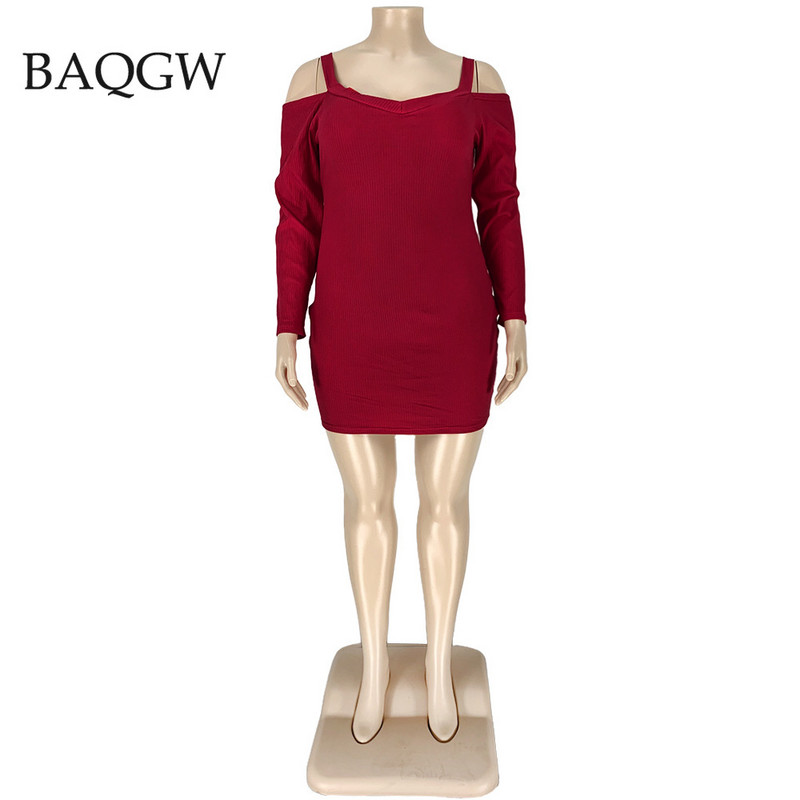 Sügisene seksikas õlgadeta peokleit naiste mood, vabaaja ja õhuke minikleit 2021. aasta elegantne daamilik kootud kleit, suur suurus 5XL