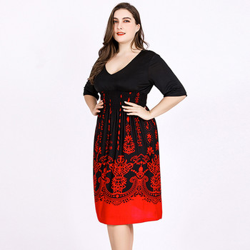 Γυναικεία Φορέματα Plus Size 5xl 6xl Καλοκαιρινά Γυναικεία V λαιμόκοψη με μισό μανίκι ψηλόμεσο casual midi φόρεμα Floral print tunic φορέματα για πάρτι