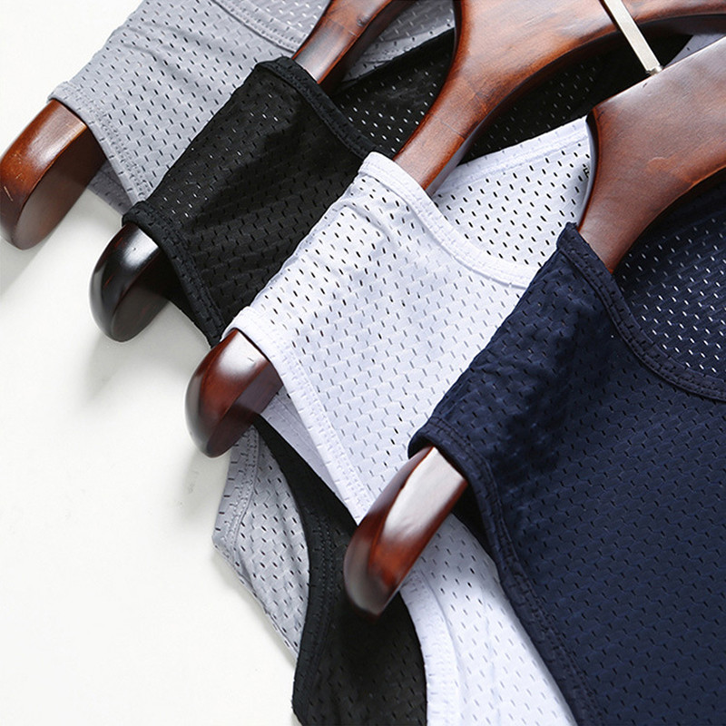 Vīriešu Ice Silk Tops Apakšveļa Vīriešu Apakškrekls Caurspīdīgi Krekli Vīriešu Bodysaper Wrestling Fitnesa Tīkls Elpojošs Singlets