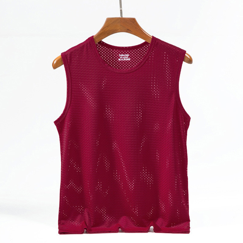 Νέο ανδρικό διχτυωτό γιλέκο Ice Silk Γρήγορο στέγνωμα Bodybuilding Tank tops Fitness Μυϊκό Αμάνικο στενό γιλέκο Fitness Casual αθλητικές μπλούζες