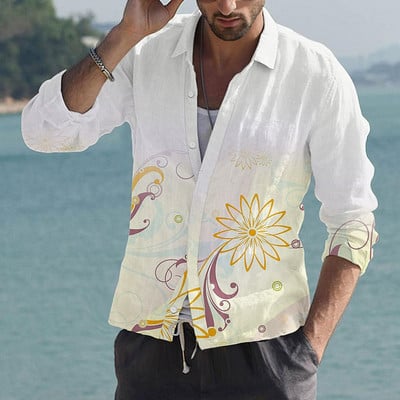 Cămăși fluture hawaiene 2022 pentru bărbați Cămașă cu mânecă lungă cu flori 3D Bluză de plajă Topuri supradimensionate Tricou Homme Îmbrăcăminte de vară