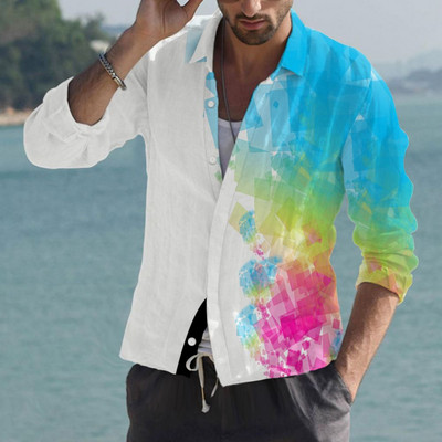 Cămăși fluture hawaiene 2022 pentru bărbați Cămașă cu mânecă lungă cu flori 3D Bluză de plajă Topuri supradimensionate Tricou Homme Îmbrăcăminte de vară