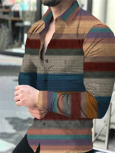 2023. gada vīriešu svinīgā ballītes krekls Augstas kvalitātes materiāls Plaids Atloks Zils Violets Zaļš Sarkans Āra Ielu modes dizainere Jauns