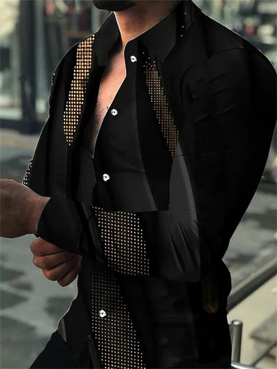 2023. gada vīriešu svinīgā ballītes krekls Augstas kvalitātes materiāls Plaids Atloks Zils Violets Zaļš Sarkans Āra Ielu modes dizainere Jauns