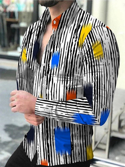 2023. gada vīriešu svinīgā ballītes krekls Augstas kvalitātes materiāls Plaids Atloks Zils Violets Zaļš Sarkans Āra Ielu modes dizainere Jauns