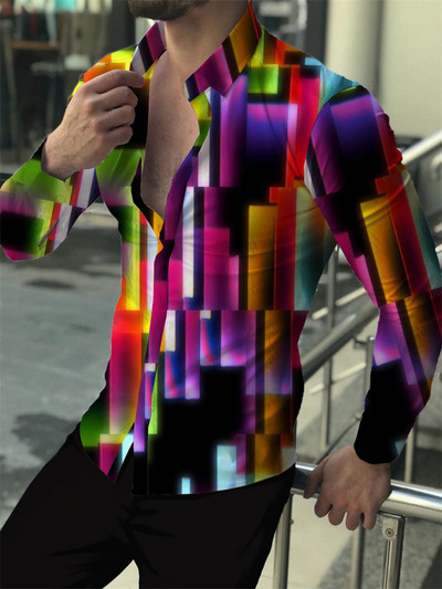 2023. gada vīriešu svinīgā ballītes krekls Augstas kvalitātes materiāls Plaids Atloks Zils Violets Zaļš Sarkans Āra Ielu modes dizainere Jauns