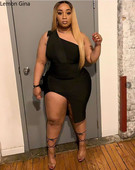 Lemon Gina sieviešu lielizmēra kleita, masīva, asimetriska viena pleca kleita, šauri Bodycon Vestidos, modes seksīgi kluba apģērbi vasarā