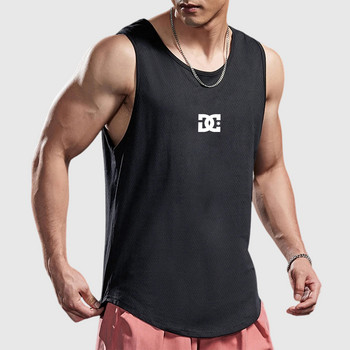Мъжка лятна модна дишаща бързосъхнеща жилетка за тренировки във фитнес залата Ежедневна мускулна тениска без ръкави Марково облекло