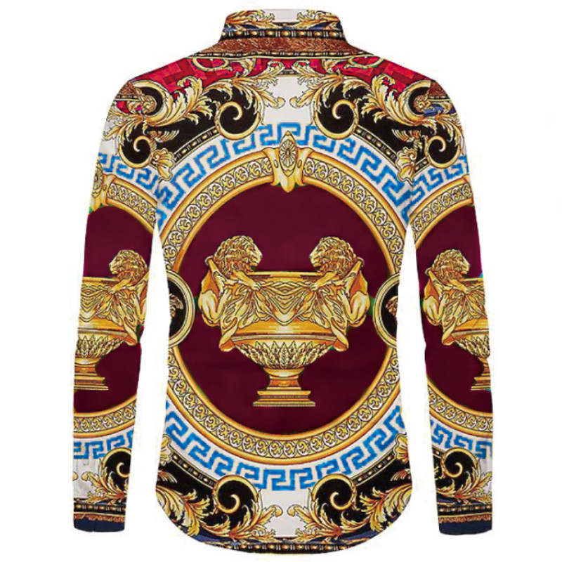 Modes Luksusa Vīriešu Krekli Vienrindas krekls Ikdienišķs Violets Turbulents Apdruka Topi ar garām piedurknēm Vīriešu Apģērbi Havaju jaka