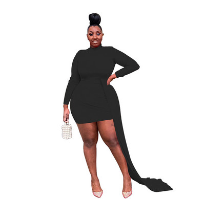 SOMOIA Plus Size Γυναικεία Ρούχα Φθινόπωρο Χειμώνας Νέα Μόδα Casual Solid Φόρεμα Slim Mini Skirt Party Dress Χονδρική Dropshipping