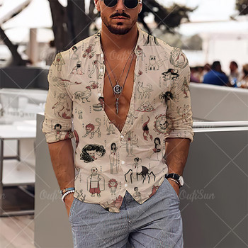 2022 Mermaid 3d Print Myths Newhawaiian Shirts Streetwear Мъжки дрехи Свободни топове Риза Мъжки мъжки ризи с дълъг ръкав Риза с ревер